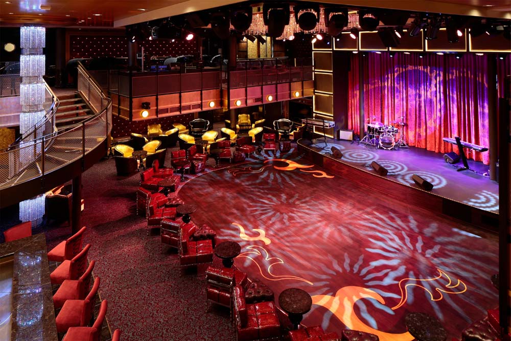 Spectrum of the Seas Music Hall stage and dance floor